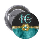 "sweet sixteen" teal black 16 birthday pin
