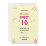Sweet Sketch Sweet 16 Birthday Party Invitation