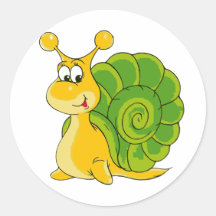 Sweet Smiling Snail Round Sticker