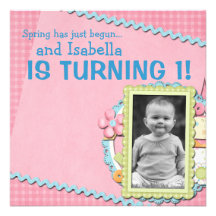Sweet Spring Summer First Birthday Personalized Invitations