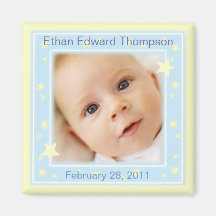 Sweet Stars Baby Boy Photo Announcement Magnet