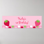Sweet Strawberry Baby Shower Banner Sign Poster