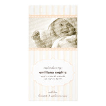 Sweet Ticking Stripe Birth Announcement Photo Card