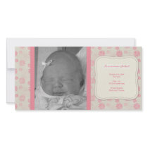 Sweet Vintage Floral Birth Announcement Customised Photo Card