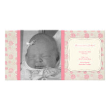 Sweet Vintage Floral Birth Announcement Customised Photo Card