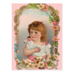 Sweet Vintage Girl Postcard