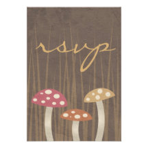 Sweet Wild Mushroom Wedding RSVP Reply Card Personalized Announcements