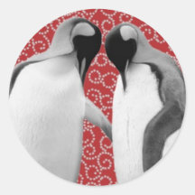 Sweetheart Penguins Round Sticker