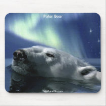 Swimming Arctic Polar Bear & Aurora Mouse Pads