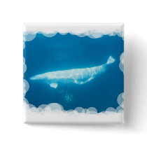 Swimming Beluga Whales Button