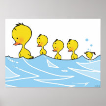 Swimming duck family print