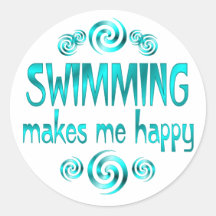 Swimming Makes Me Happy Round Sticker
