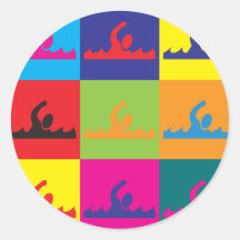 Swimming Pop Art Stickers