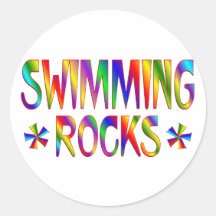 SWIMMING ROCKS ROUND STICKERS
