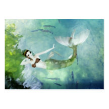 Swimming with Salmon Mini Print Business Card Template