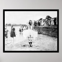 Swimsuit Beauty at the Beach 1909 Print