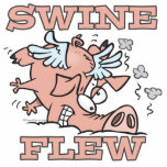 swine flew flying pig flu pun cartoon photo sculptures