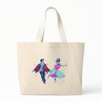 swing dancer pink poodle skirt saddle shoes canvas bags