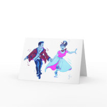 swing dancer pink poodle skirt saddle shoes cards