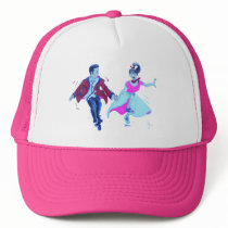 swing dancer pink poodle skirt saddle shoes mesh hat