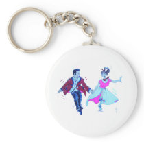 swing dancer pink poodle skirt saddle shoes key chains