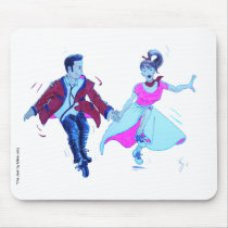 swing dancer pink poodle skirt saddle shoes mousepad