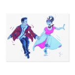 swing dancer pink poodle skirt saddle shoes postcards