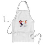swing dancer with poodle skirt and saddle shoes aprons