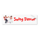 swing dancer with poodle skirt and saddle shoes bumper stickers