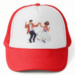 swing dancer with poodle skirt and saddle shoes hats