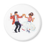 swing dancer with poodle skirt and saddle shoes magnets