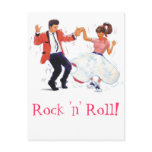 swing dancer with poodle skirt and saddle shoes postcards