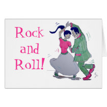 swing dancers greeting card