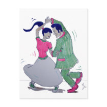 swing dancers postcards