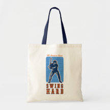 Swing Hard Baseball Tote Bags