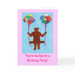 Swinging bear Birthday Party Invitations Cards