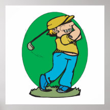 swinging golf club golfer graphic poster