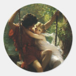 Swinging Into Love. Spring by Pierre Auguste Cot Round Stickers