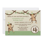 Swinging monkeys boy's birthday party invitation