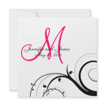 Swirl Monogram Wedding Save the Date Back View Personalized Invitation