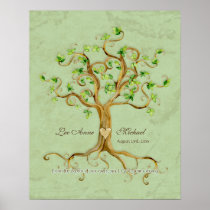 Swirl Tree Roots Antiqued Aqua Wedding Gift Art