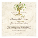 Swirl Tree Roots Antiqued Green Parchment Wedding Invitation