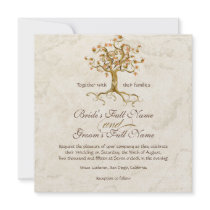 Swirl Tree Roots Antiqued Parchment Wedding Personalised Invitations