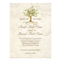 Swirl Tree Roots Antiqued Parchment Wedding Personalised Invitations