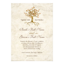Swirl Tree Roots Antiqued Parchment Wedding Invites