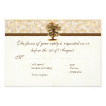 Swirl Tree Roots Antiqued Parchment Wedding Personalised Invite