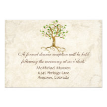 Swirl Tree Roots Antiqued Reception Invite Card
