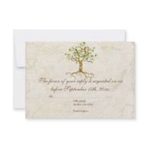 Swirl Tree Roots Antiqued Sage RSVP Response Card