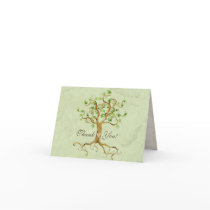 Swirl Tree Roots Antiqued Sage Thank You Note Card
