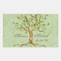 Swirl Tree Roots Antiqued Wedding Matching Seals Rectangle Sticker